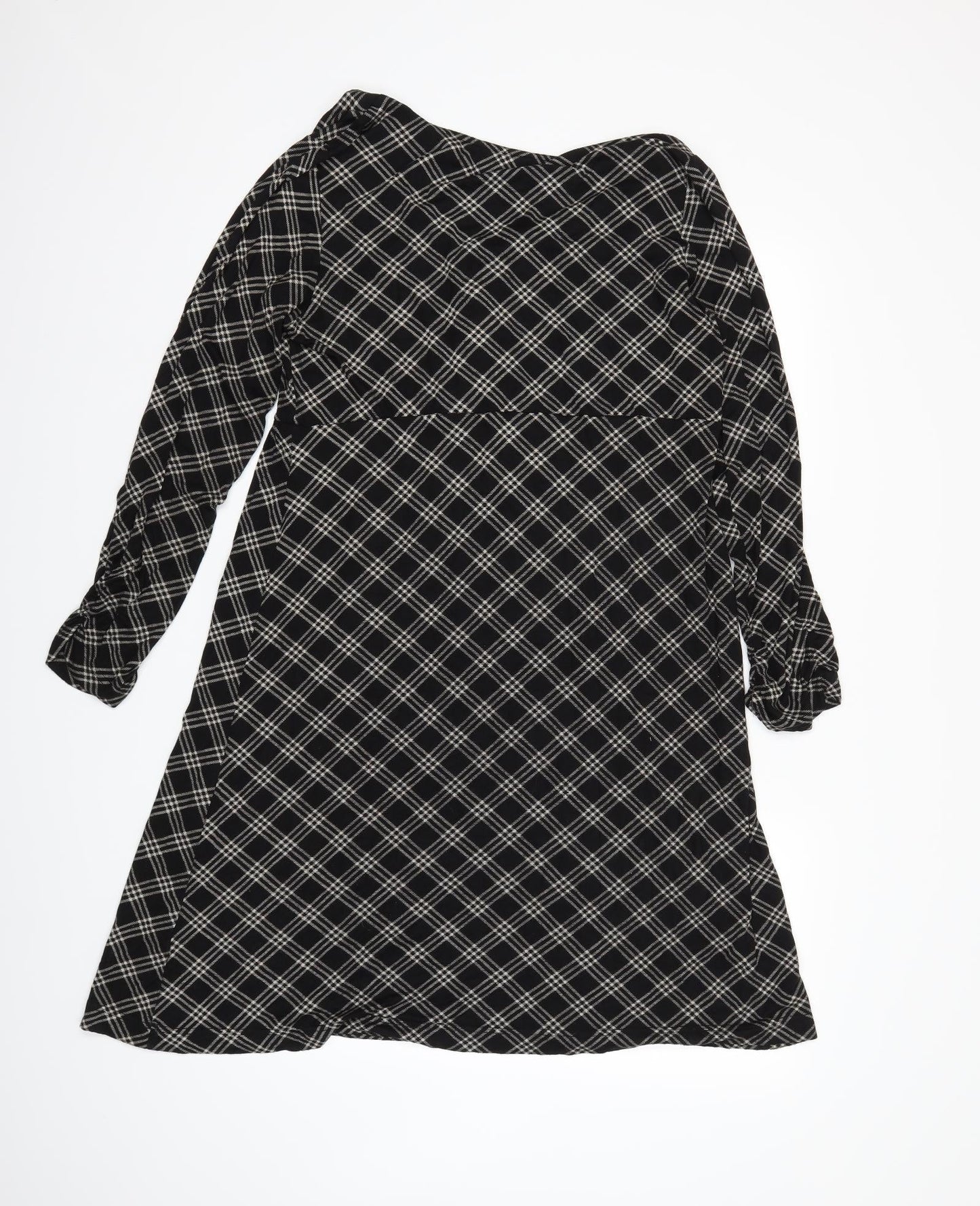 Adini Womens Black Check  T-Shirt Dress  Size L