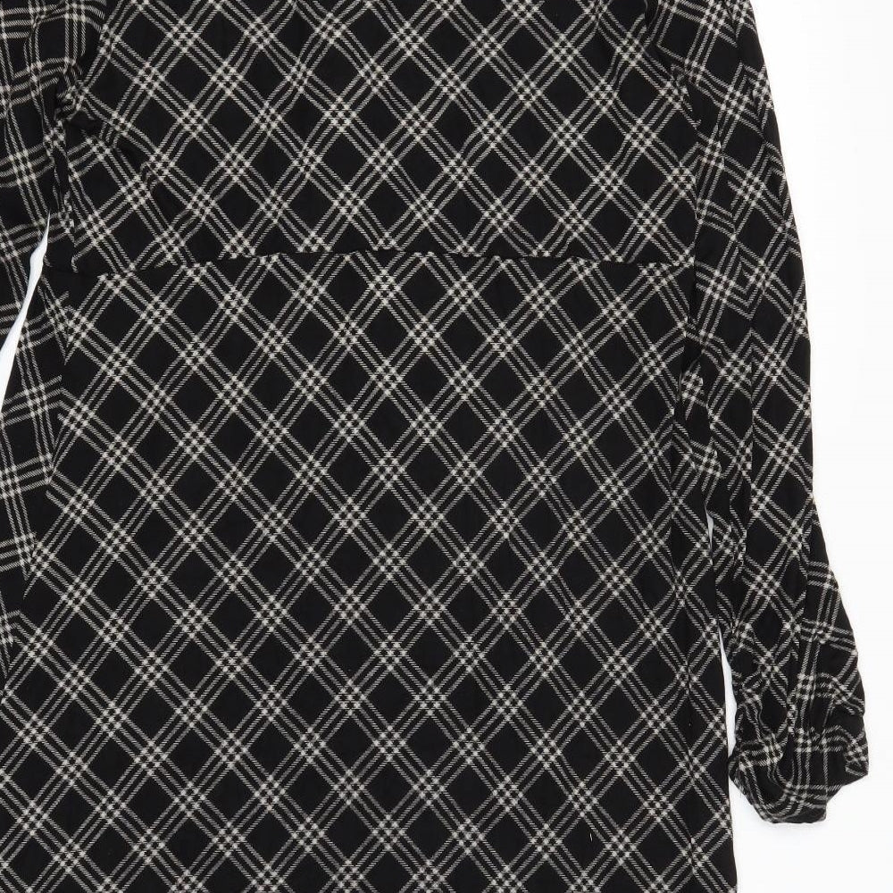 Adini Womens Black Check  T-Shirt Dress  Size L