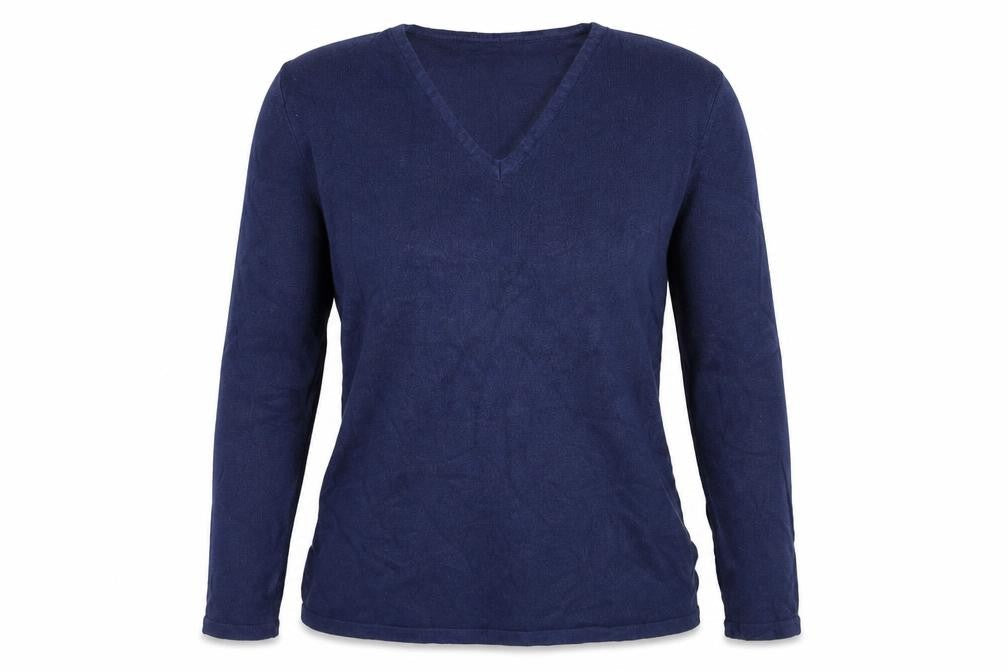 Front view of Yessica women’s blue knit jumper, size UK 10
