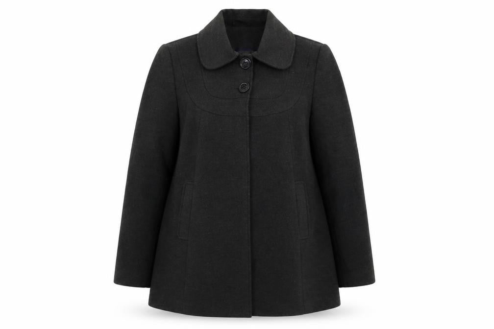 Front view of F&F women’s grey overcoat coat, size UK 16