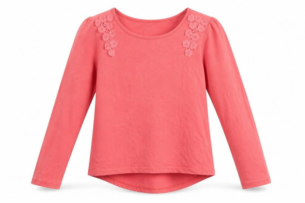 Tu Girls Orange Floral  Basic T-Shirt Size 9 Years