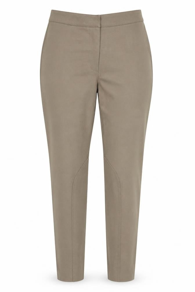 Front view of Preworn women’s brown trousers, size UK 10, 31-inch leg