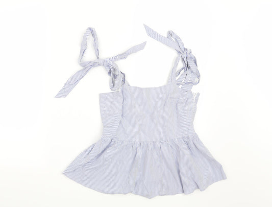 H&M Womens Blue Striped  Basic Blouse Size 8