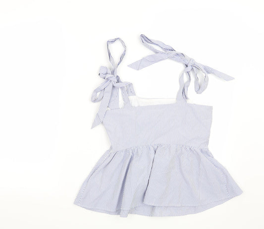H&M Womens Blue Striped  Basic Blouse Size 8