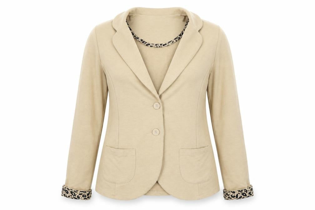 Front view of Papaya women’s beige jacket coat, size UK 16