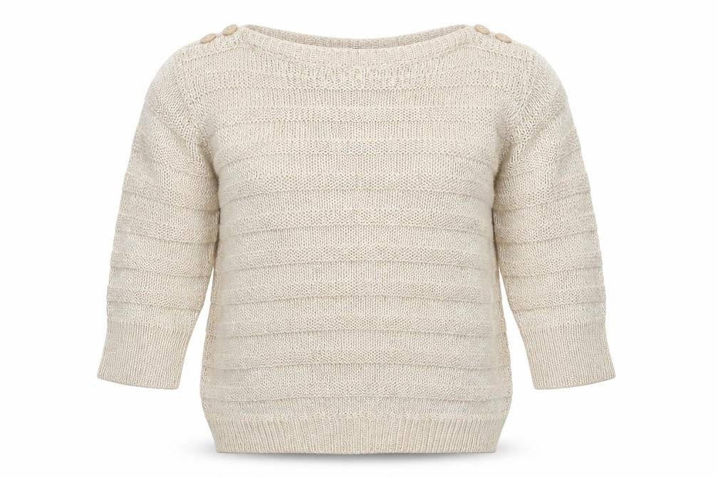 Front view of M&Co women’s beige knit jumper, size M