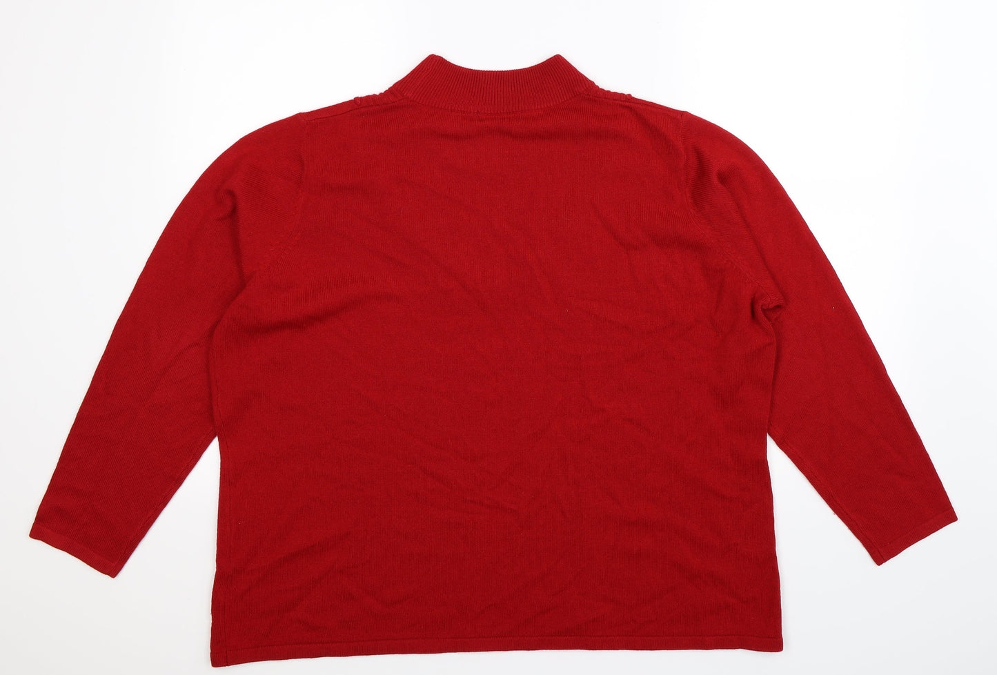 BM Womens Red  Knit Pullover Jumper Size XL
