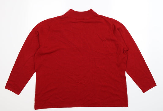 BM Womens Red  Knit Pullover Jumper Size XL
