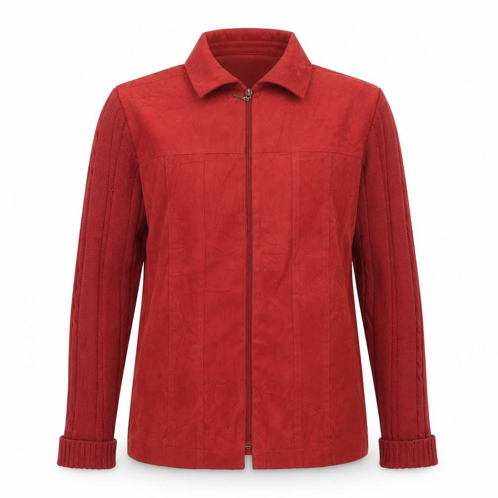 Front view of Oscar B women’s red jacket coat, size UK 12