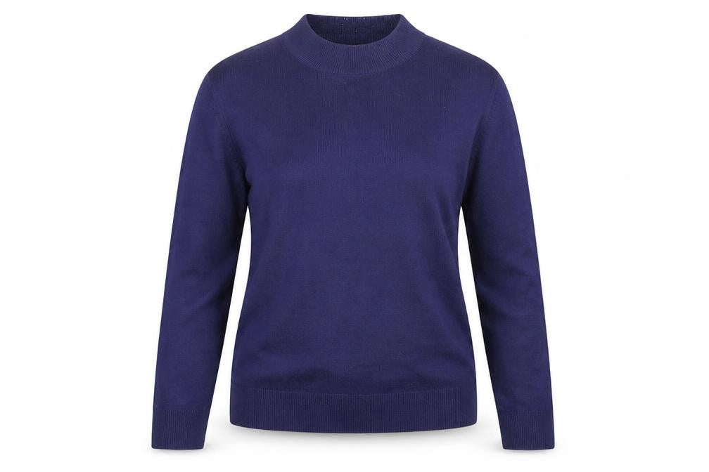 Front view of Marks & Spencer women’s blue jumper, size UK 14