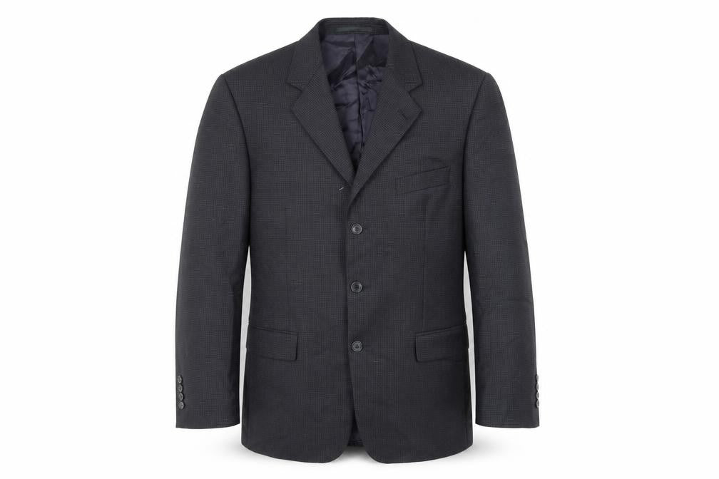 Front view of Hugo James men’s blue jacket suit jacket, size 40