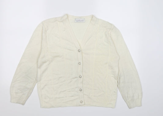 FUTURE LADY Womens Ivory  Knit Cardigan Jumper Size L