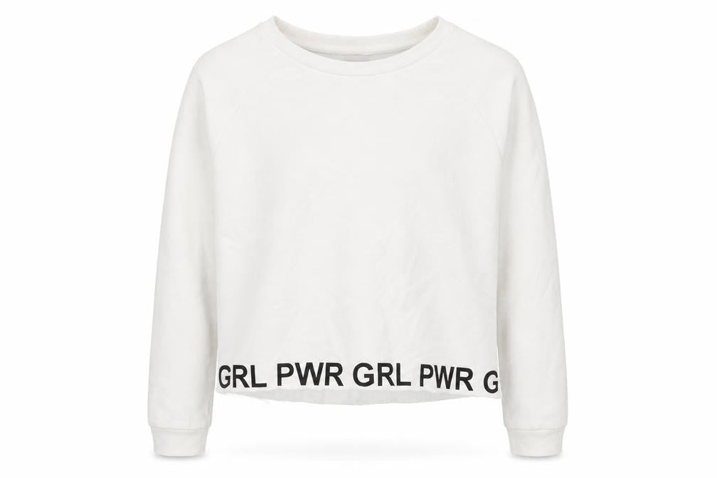 Primark Girls White  Jersey Pullover Sweatshirt Size 13-14 Years  - girl power