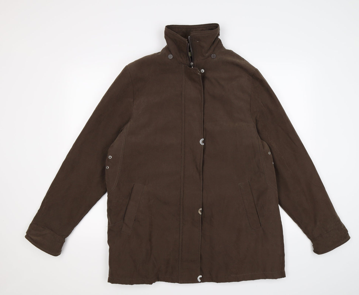 Classics Womens Brown  Velour Windbreaker Coat Size 14