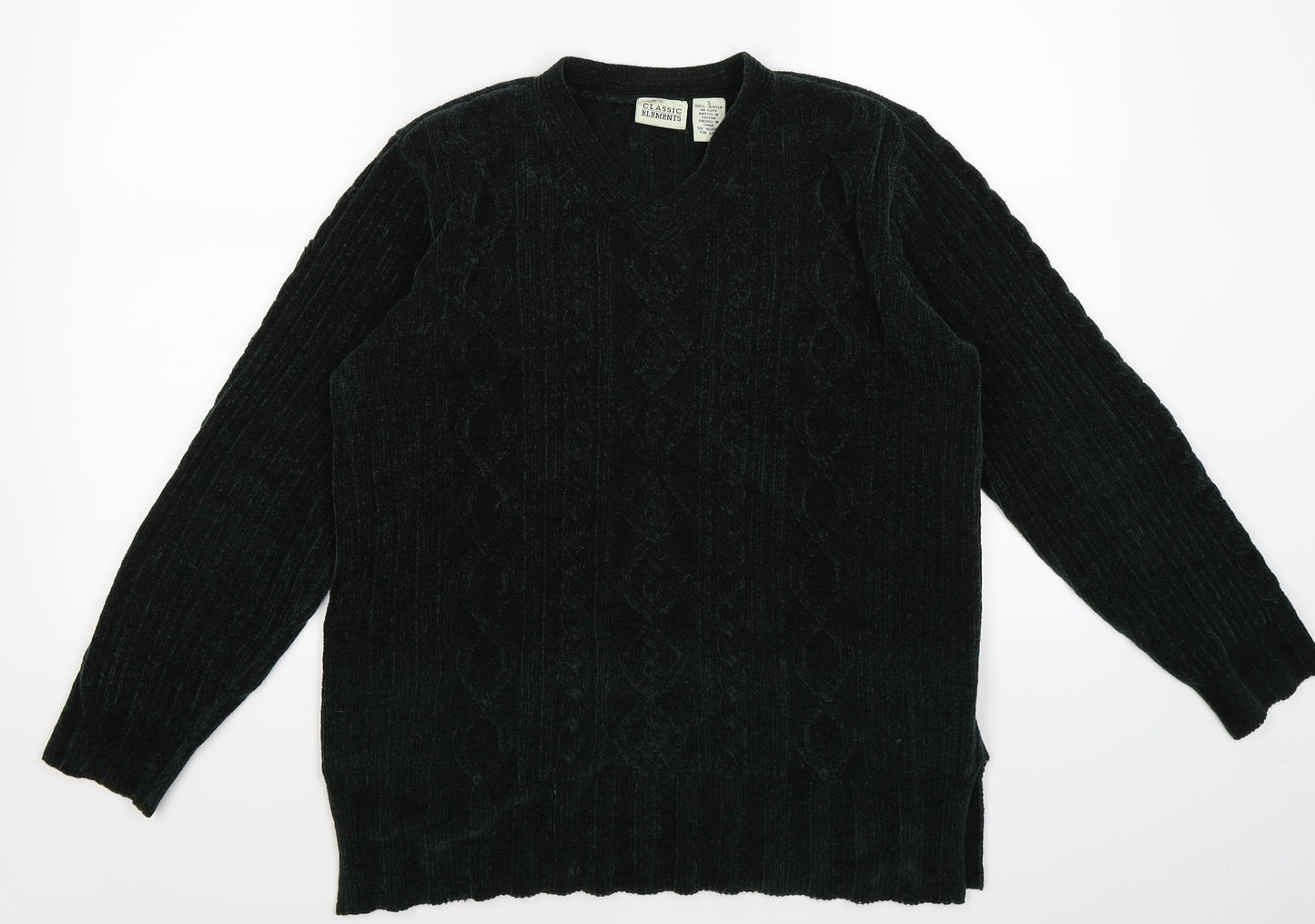Classic Elements Womens Green Striped Knit Pullover Jumper Size S