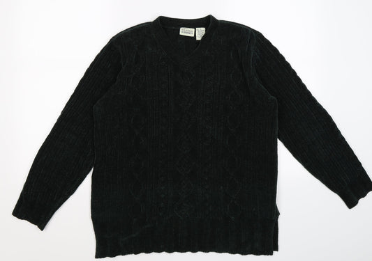 Classic Elements Womens Green Striped Knit Pullover Jumper Size S