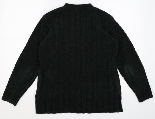 Classic Elements Womens Green Striped Knit Pullover Jumper Size S
