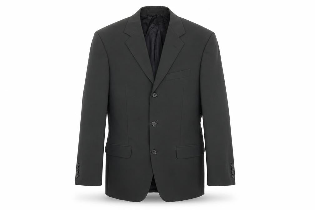 Front view of Ciro Citterio men’s grey rayon jacket suit jacket, size 36