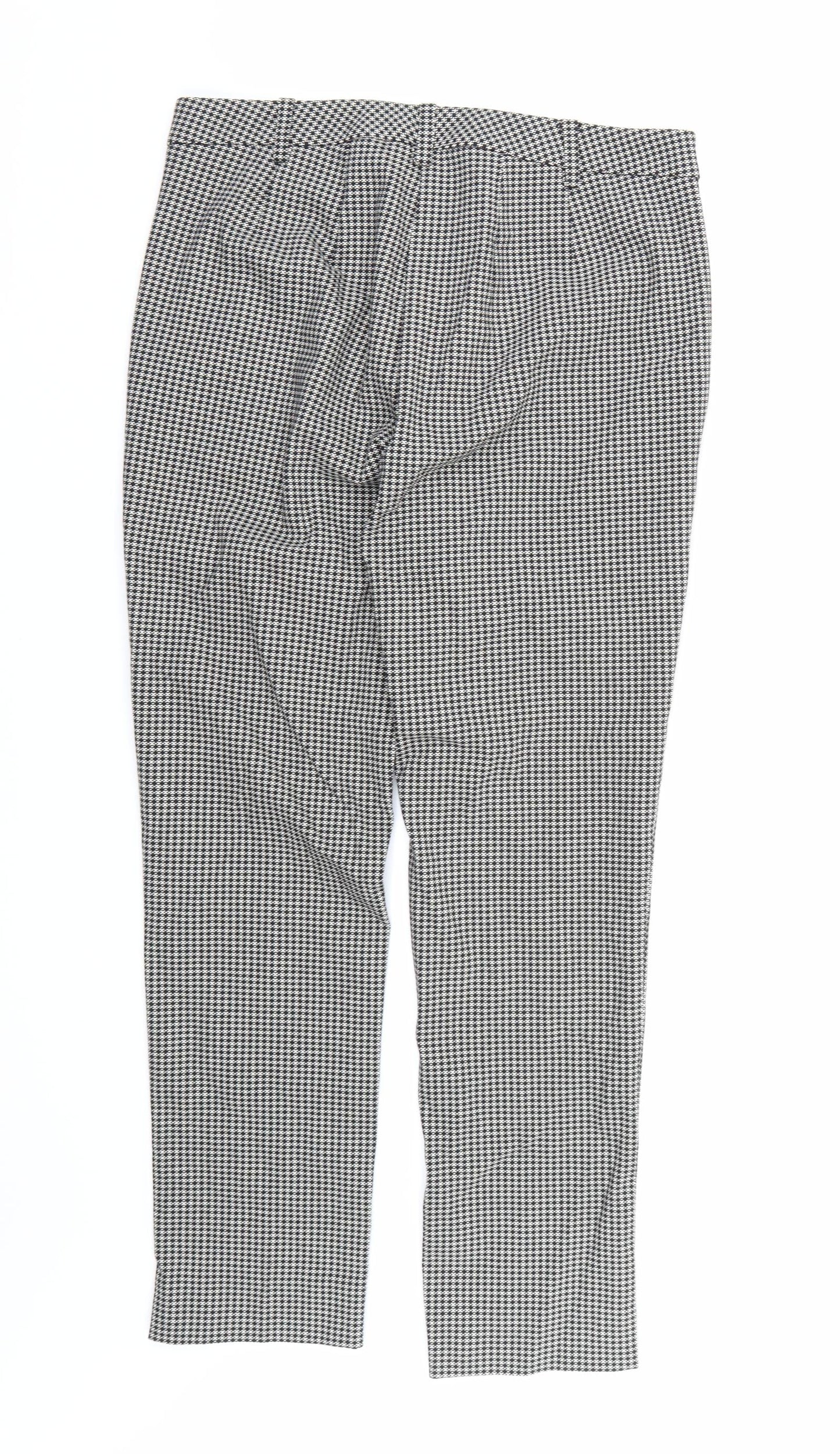 Marks and Spencer Womens Black Geometric  Trousers  Size 12 L26 in