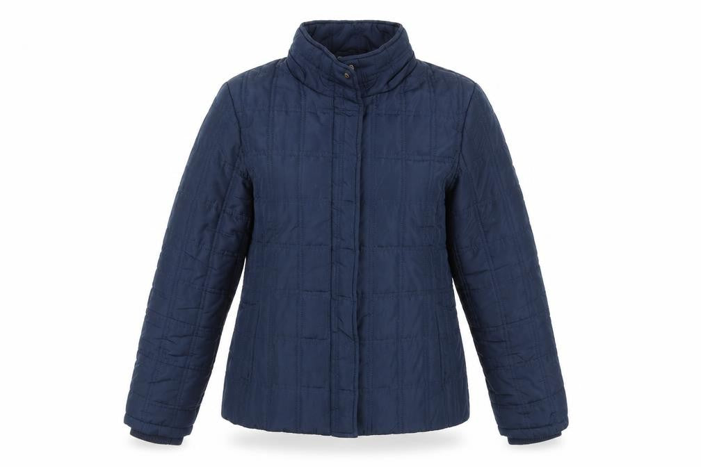 Front view of South women’s blue overcoat coat, size UK 10