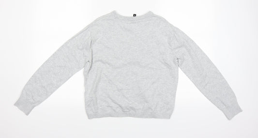 Divided Womens Grey Floral  Pullover Sweatshirt Size S