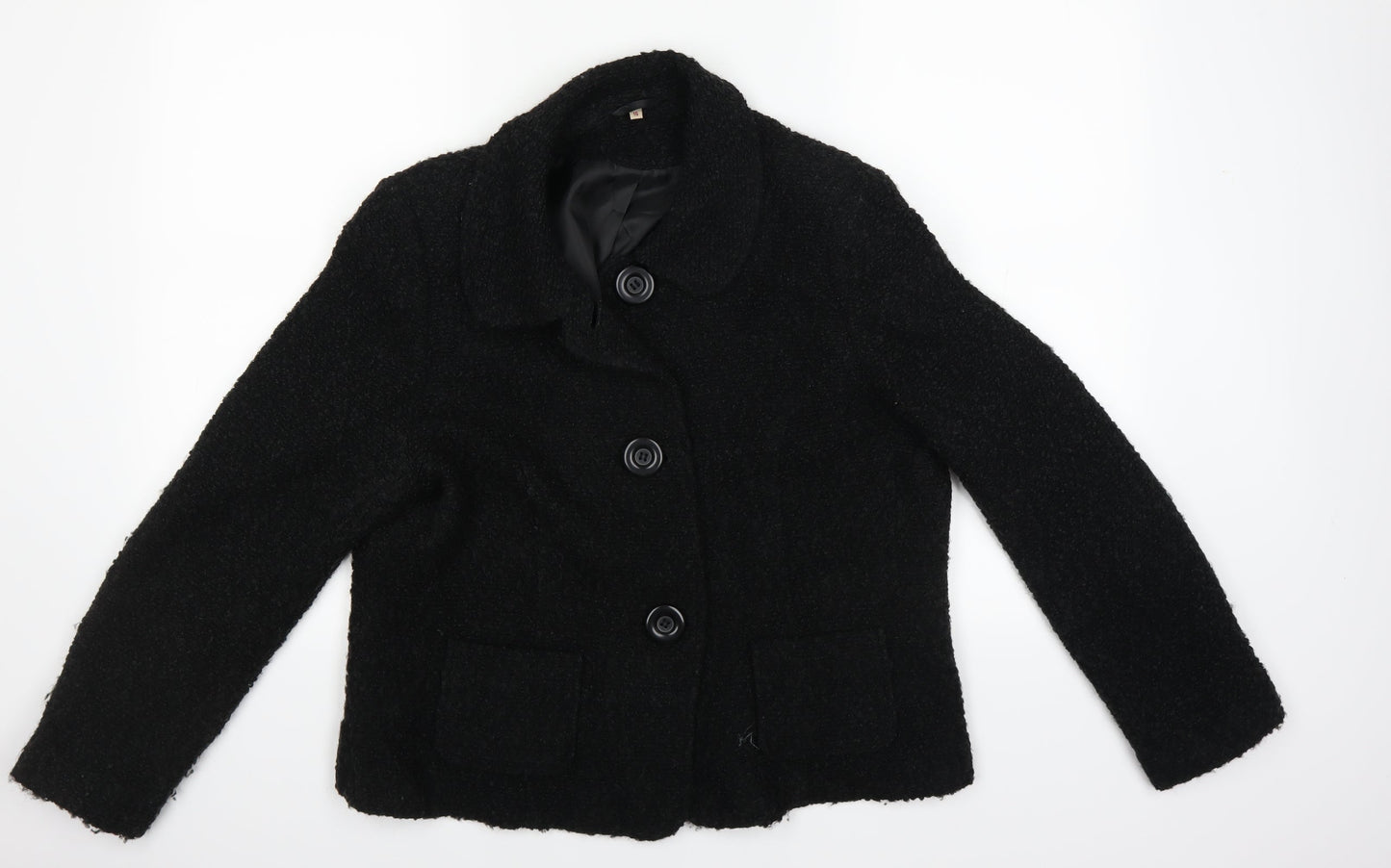Preworn Womens Black   Overcoat Coat Size 16