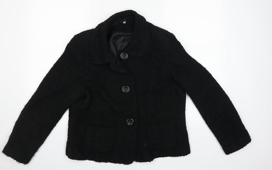Preworn Womens Black   Overcoat Coat Size 16