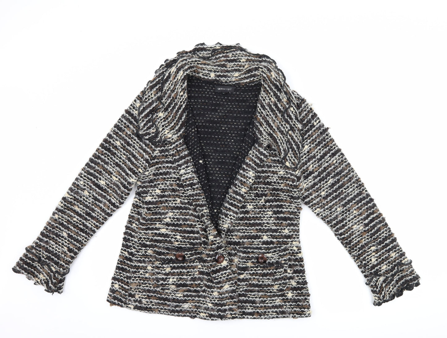 Sky Designs Womens Black Striped  Jacket Blazer Size M