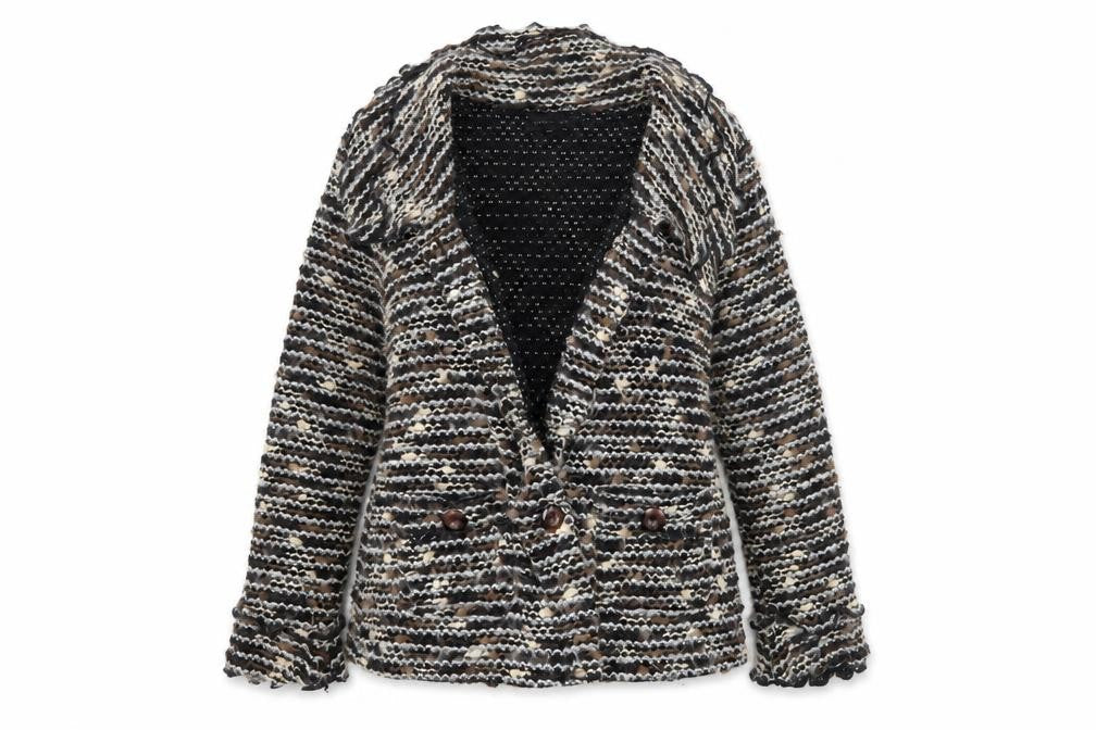 Front view of Sky Designs women’s black striped jacket blazer, size M
