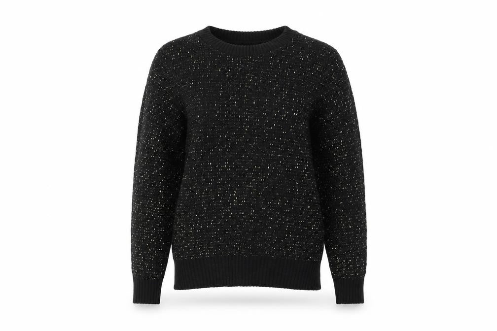 Front view of Preworn women’s black jumper, size UK 10