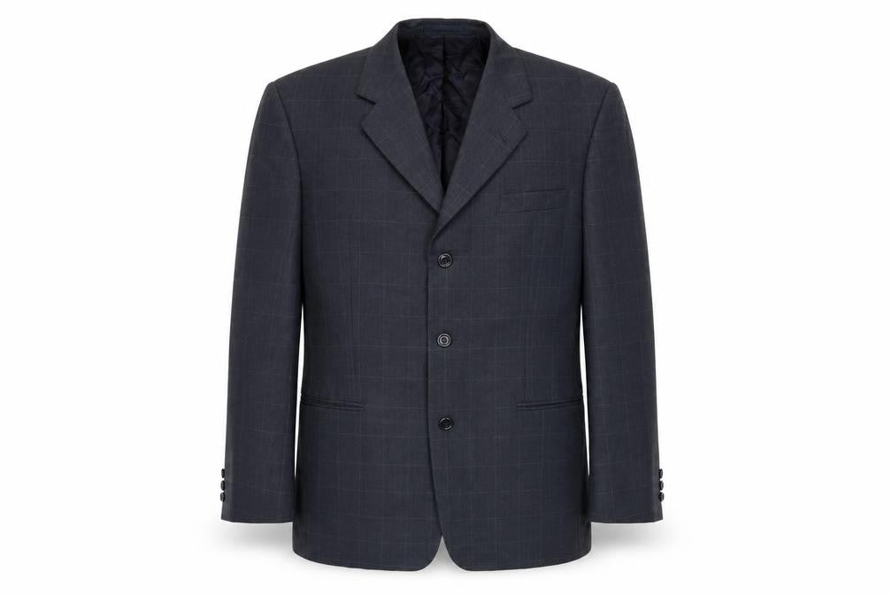 Front view of moorecroft men’s grey check jacket suit jacket, size 42