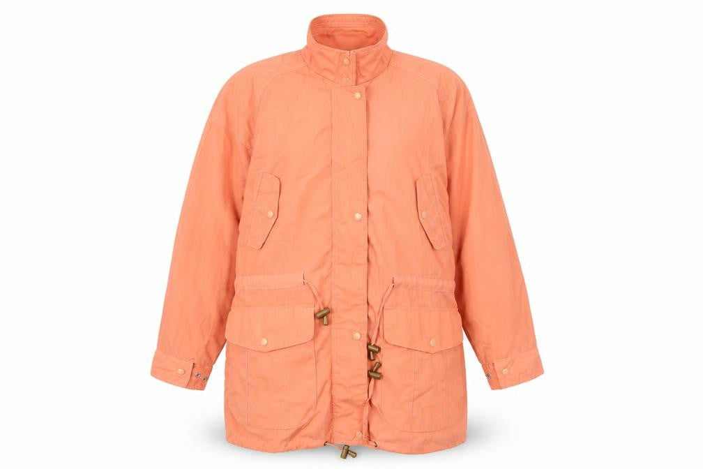 Front view of nouveau women’s orange overcoat coat, size UK 10
