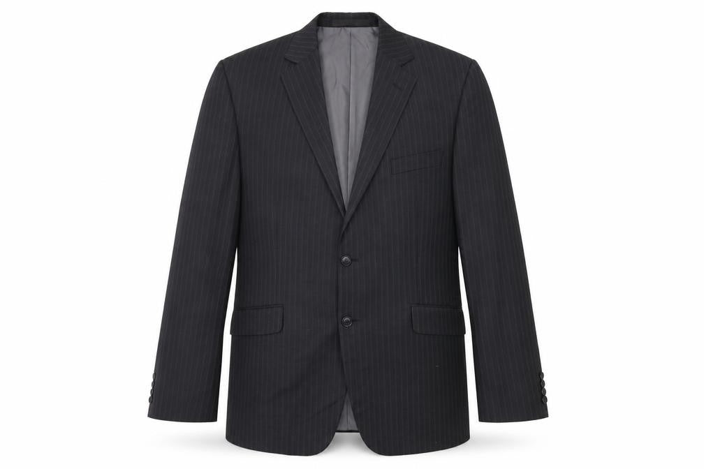 Front view of Marks & Spencer men’s grey striped jacket suit jacket, size 42