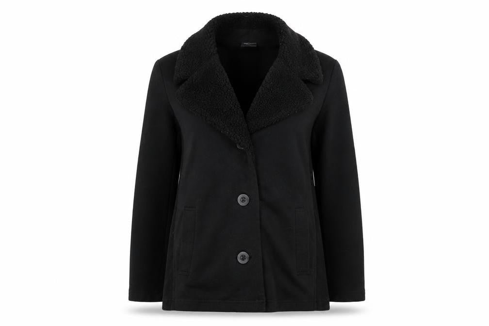 Front view of Being Casual women’s black jacket, size UK 12