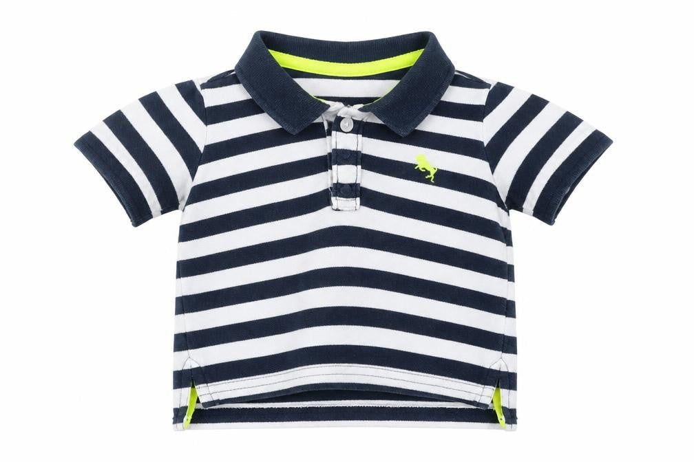 Front view of H&M Blue Striped Pullover Polo, size 3-6, Months