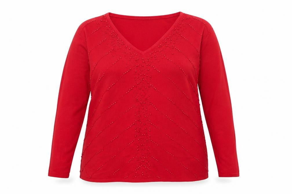 Front view of Klass Collection women’s red pullover sweatshirt, size XL
