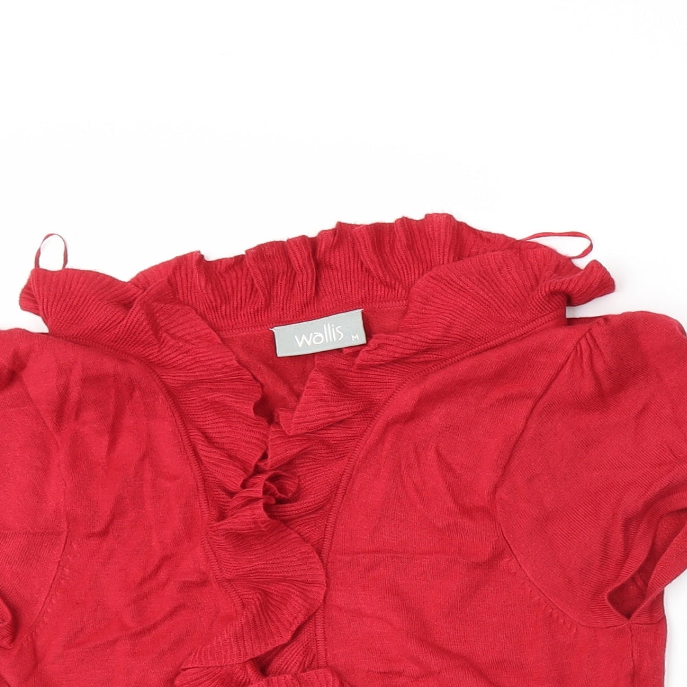 Wallis Womens Red  Knit Cardigan Jumper Size M