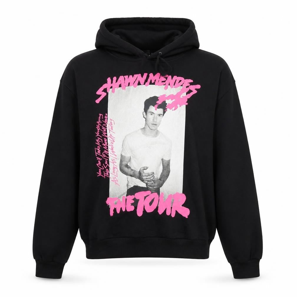 Front view of H&M women’s black pullover hoodie, size S