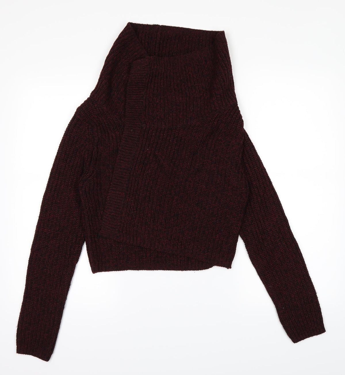 Additional front view of E-vie women’s red cardigan jumper, size UK 10