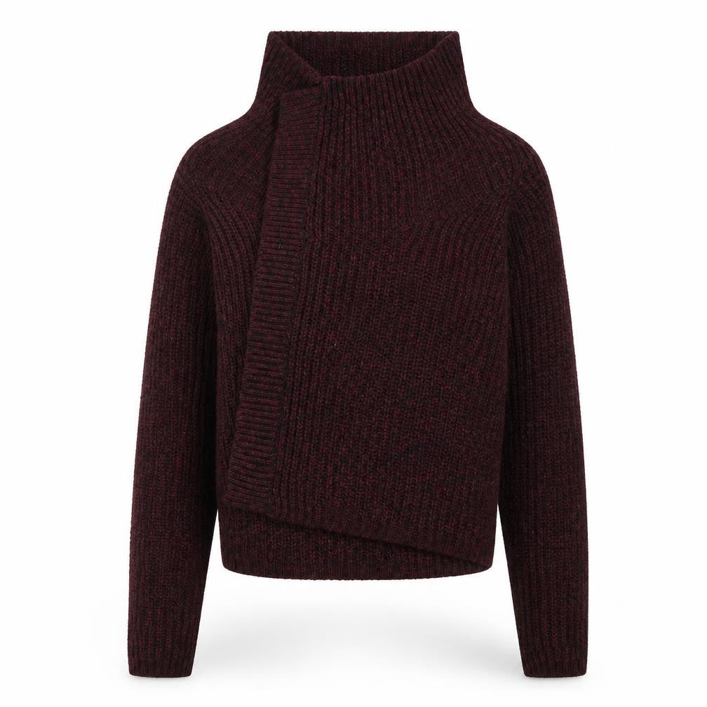 Front view of E-vie women’s red cardigan jumper, size UK 10