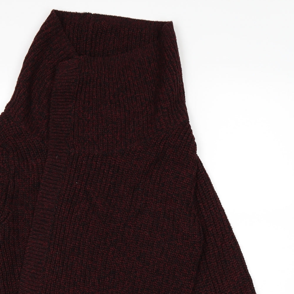 Close-up detail of E-vie women’s red cardigan jumper, size UK 10