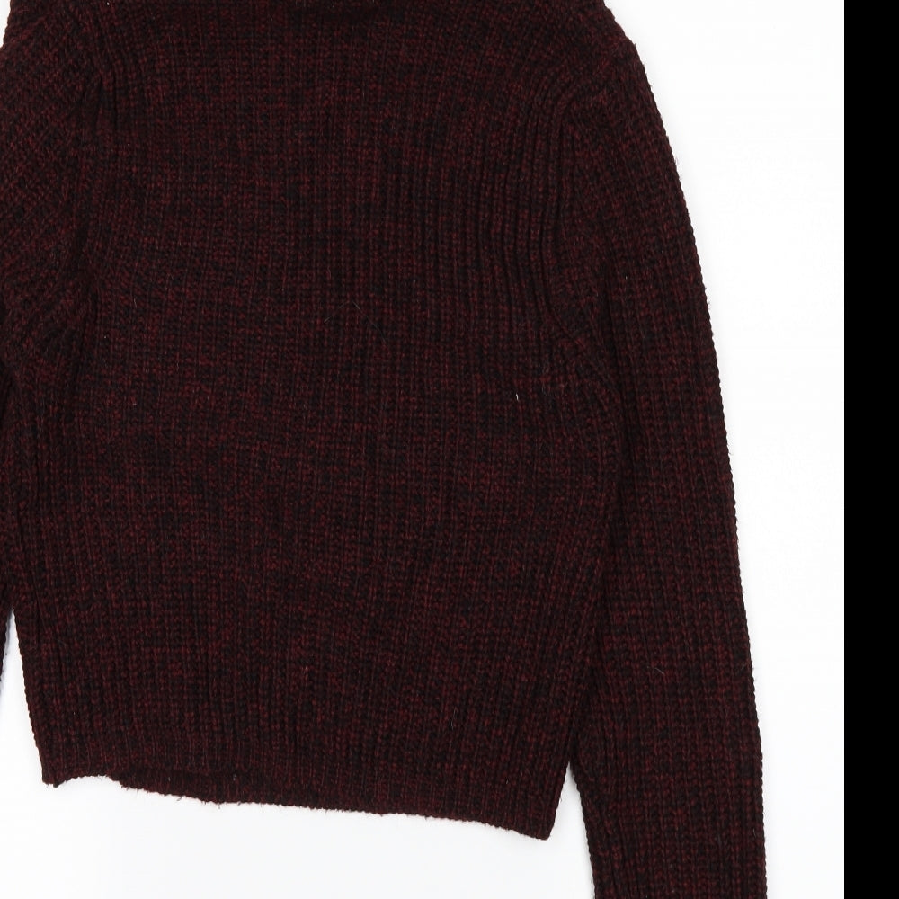 Brand and care label for E-vie women’s red cardigan jumper, size UK 10