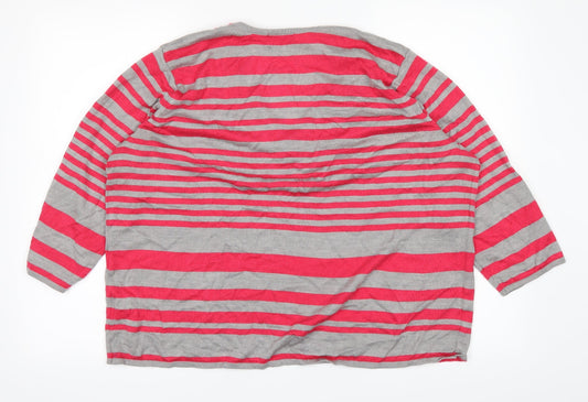 BM Womens Red Striped  Basic T-Shirt Size L