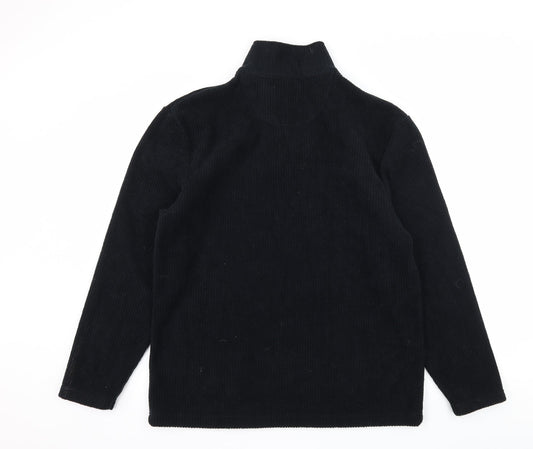 Trader Mens Black  Fleece Pullover Sweatshirt Size S