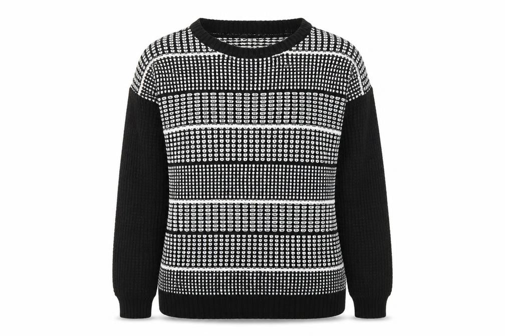 Front view of Papaya women’s black check knit jumper, size UK 10