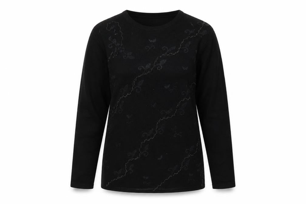 Front view of Jan Eva women’s black knit jumper, size M