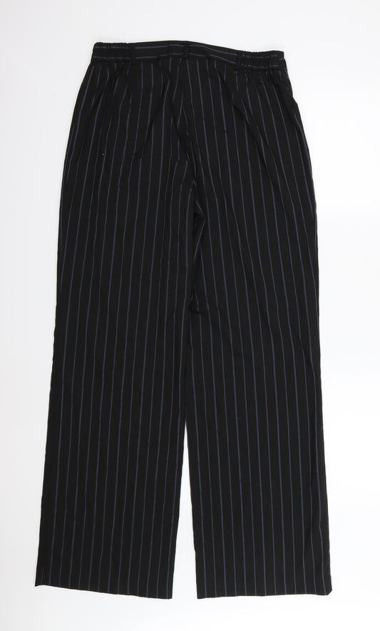 Agenda Womens Black Striped Rayon Trousers  Size 14 L32 in