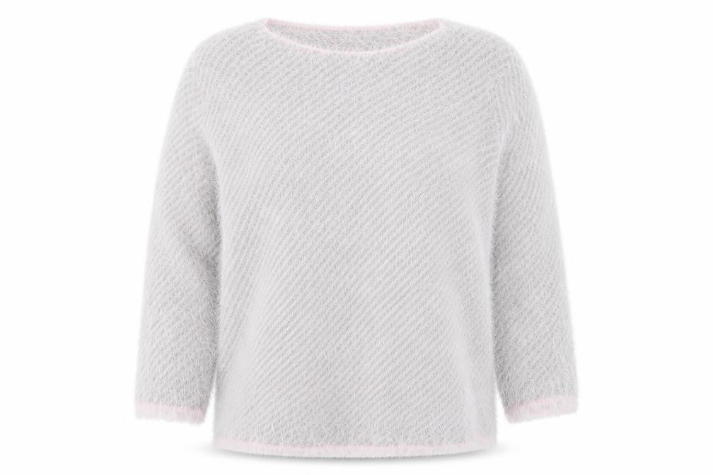 Front view of Emreco women’s pink jumper, size UK 16