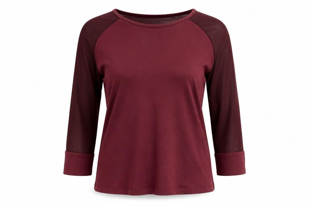 Front view of Warehouse women’s red basic polo, size UK 12