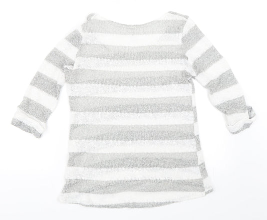 NEXT Womens Grey Striped  Pullover Jumper Size 12